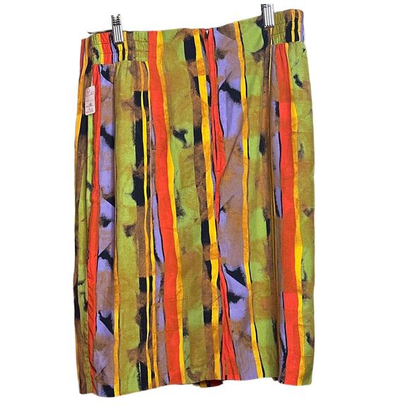 Vintage 90s Abstract Striped Pencil Skirt 11/12 Hip Hop Hilary Banks Aesthetic - Picture 2 of 3